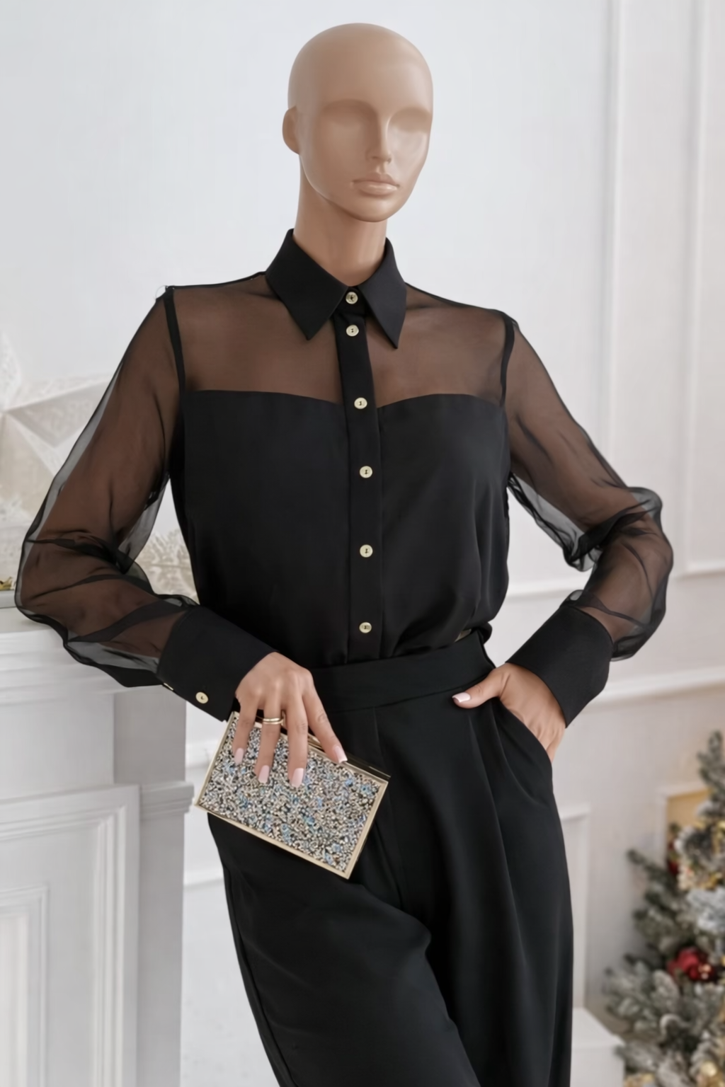 Chemisier boutonné en mousseline