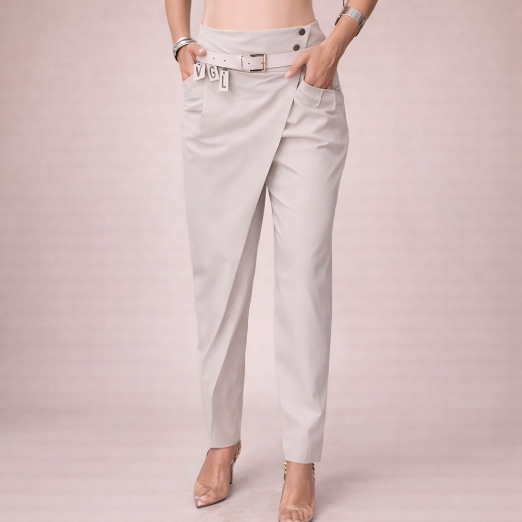 Pantalon taille haute asymétrique