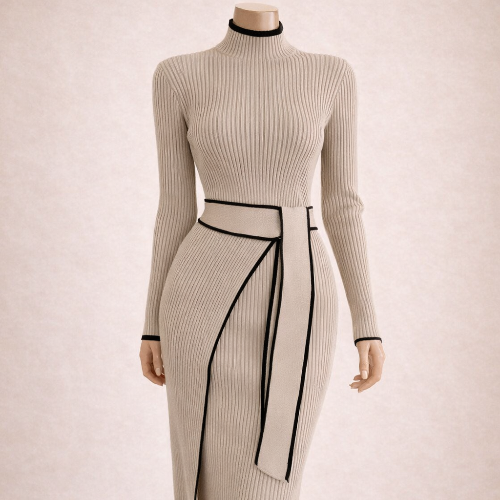 Robe longue en maille à lacets