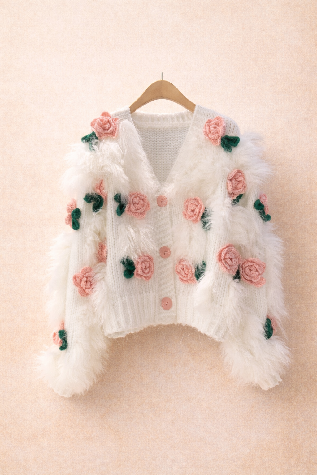 Pull ample à fleurs roses 3D