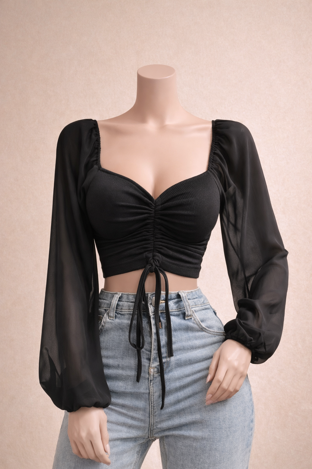 T-shirt court à cordon