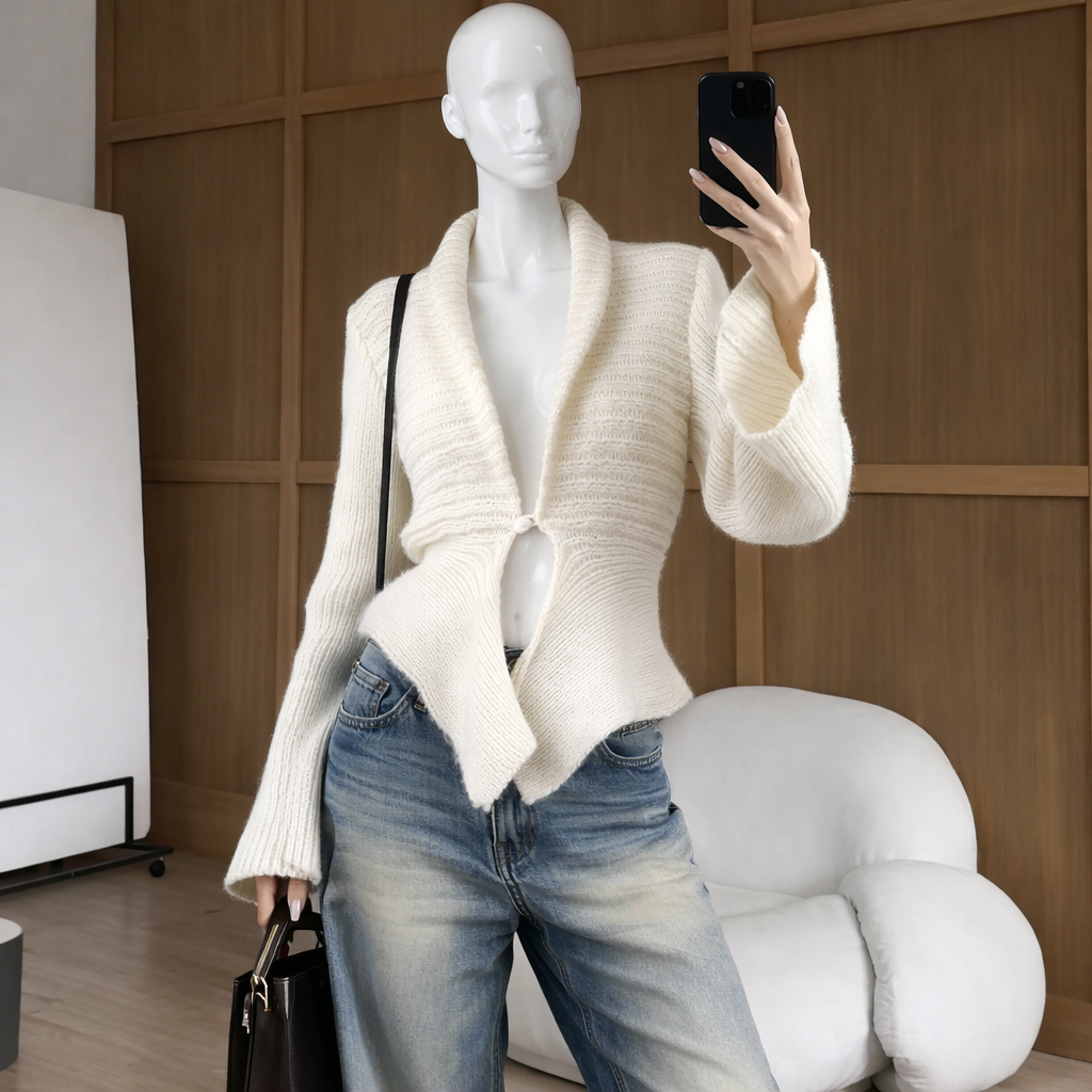 Gilet ajouré élégant col V