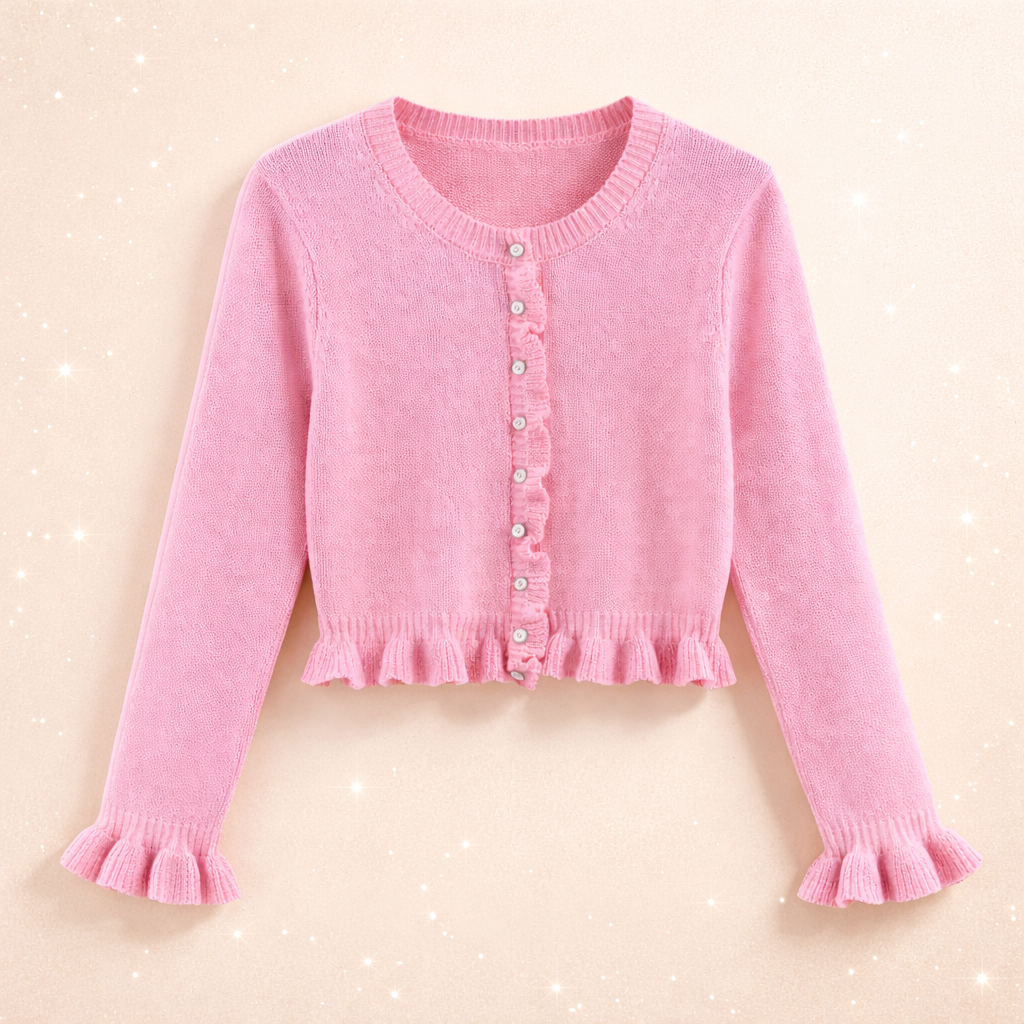 Cardigan en maille élégant manches pétales