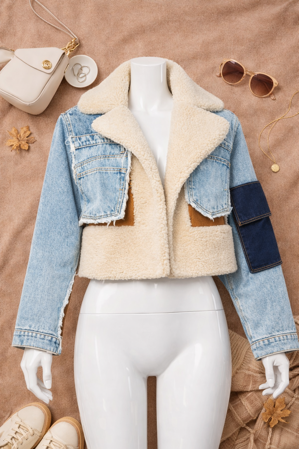 Manteau DEAT en laine patchwork