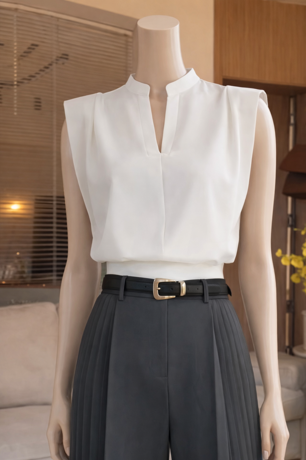 Blouse sans manches col V