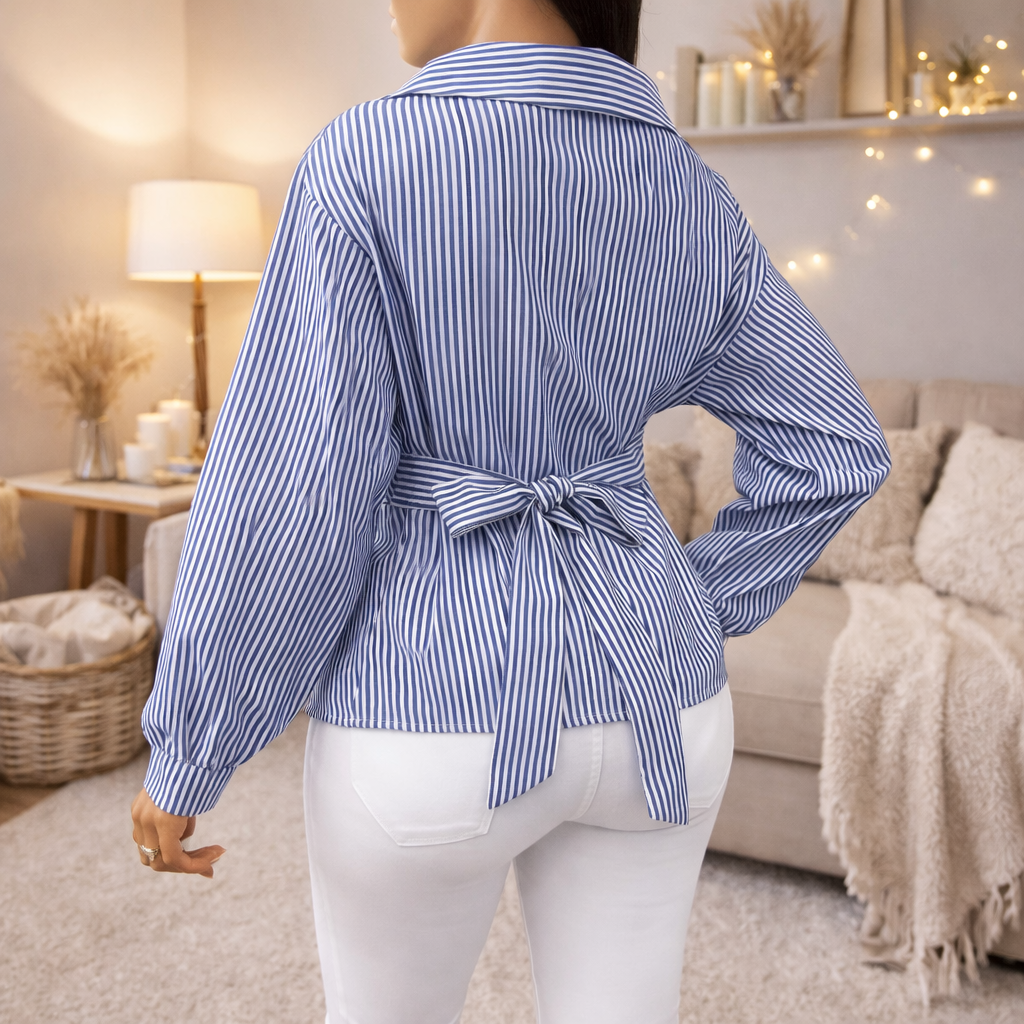 Blouse chic manches longues à rayures