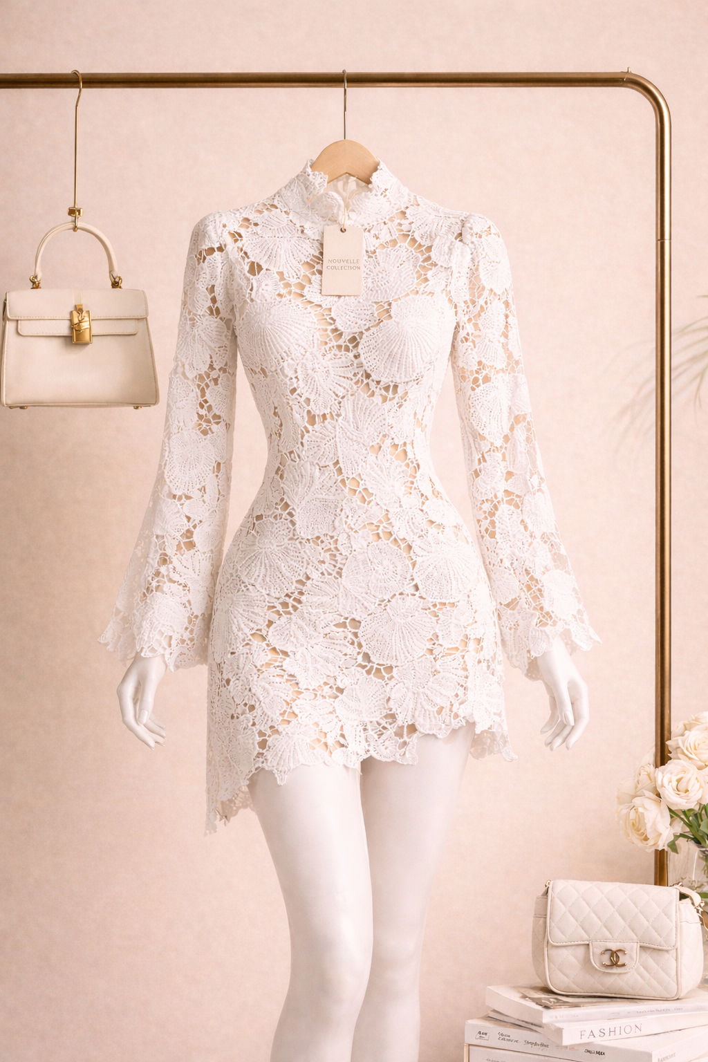 Robe mini blanche en crochet