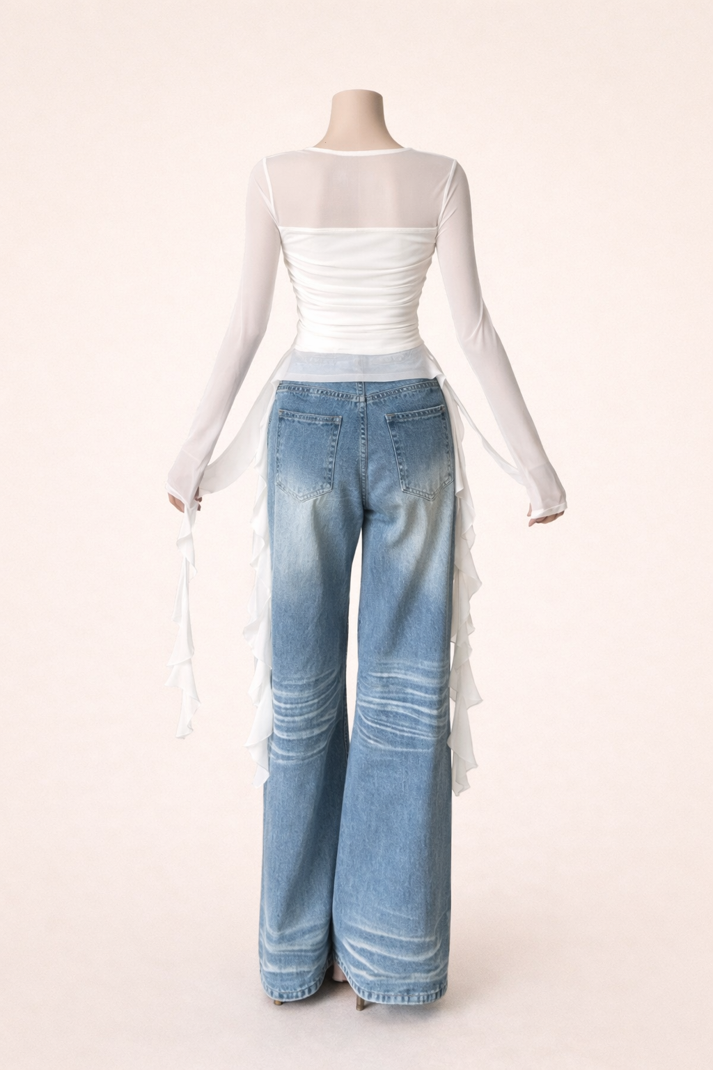 T-shirts sexy à manches longues à volants