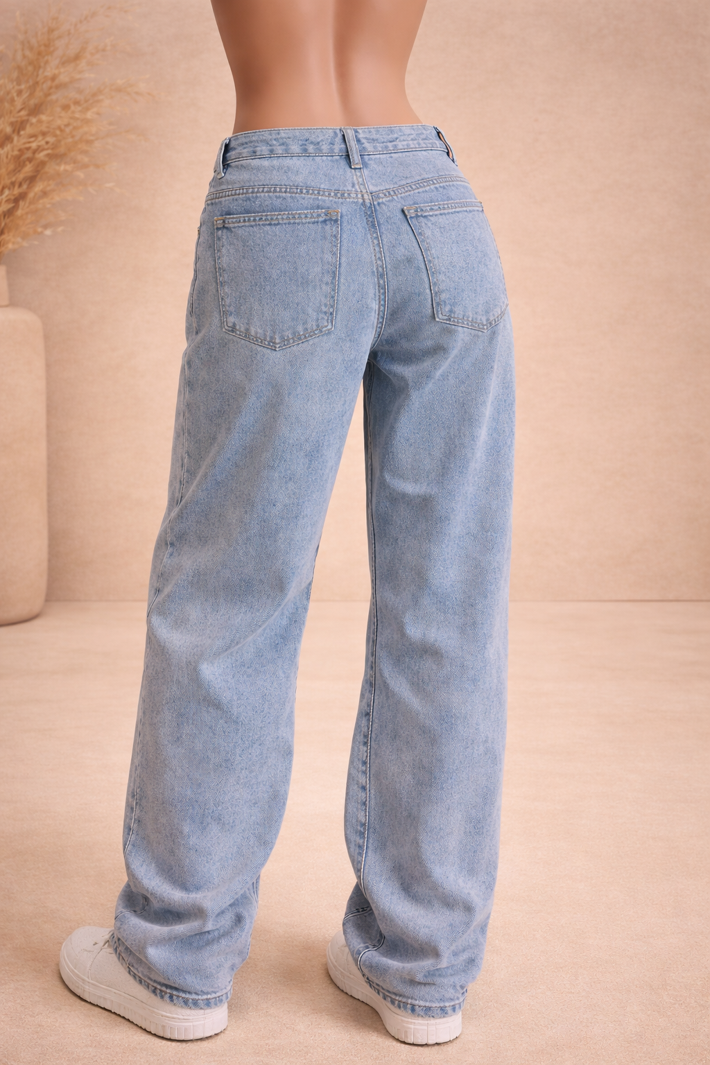 Jean taille mi-haute décontracté