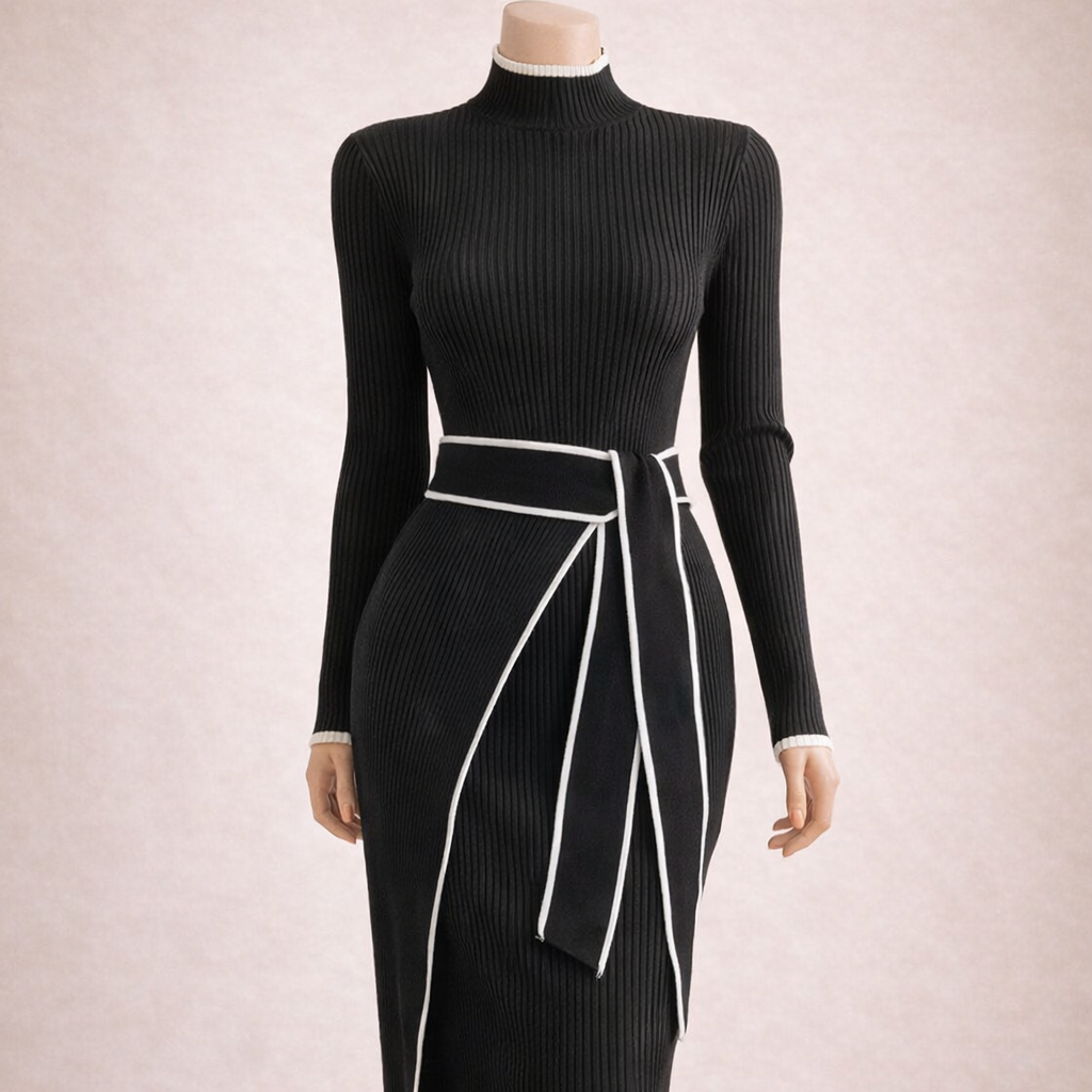 Robe longue en maille à lacets