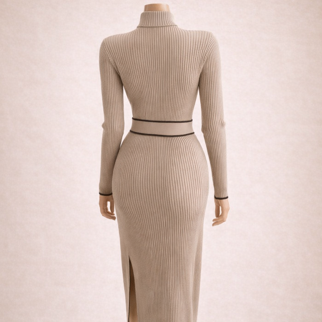 Robe longue en maille à lacets