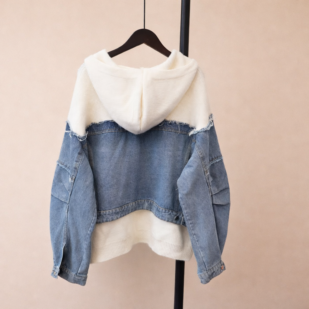 Manteau-pull en maille à capuche