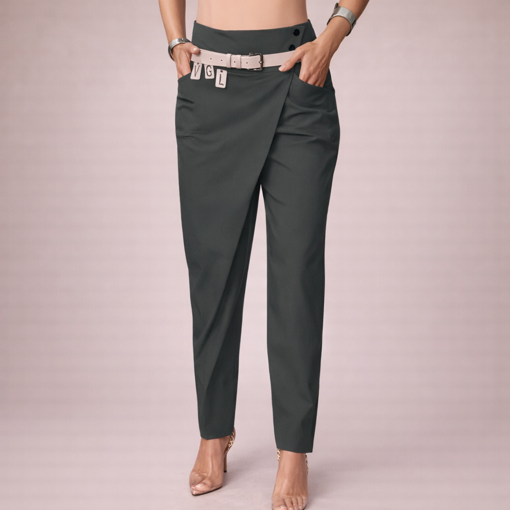 Pantalon taille haute asymétrique