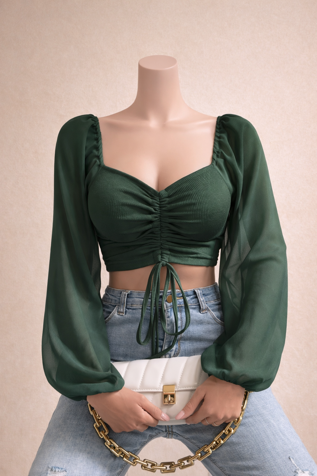 T-shirt court à cordon