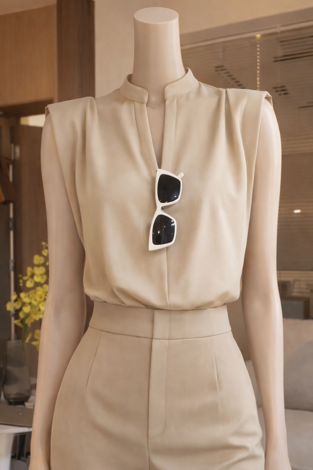 Blouse sans manches col V