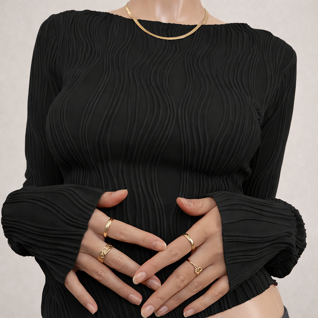 Blouse Y2K manches longues