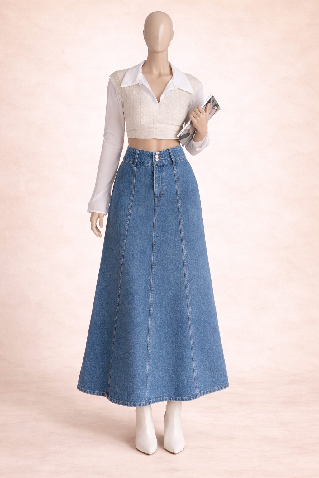 Jupe midi longue en denim