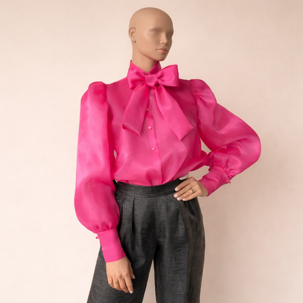 Chemisier en mousseline transparent à nœud