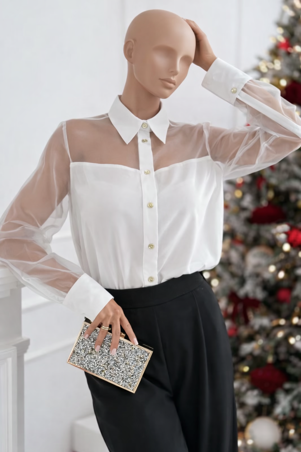 Chemisier boutonné en mousseline