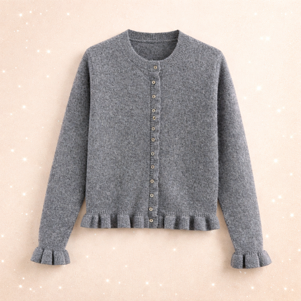 Cardigan en maille élégant manches pétales