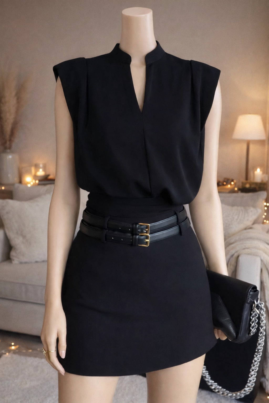 Blouse sans manches col V