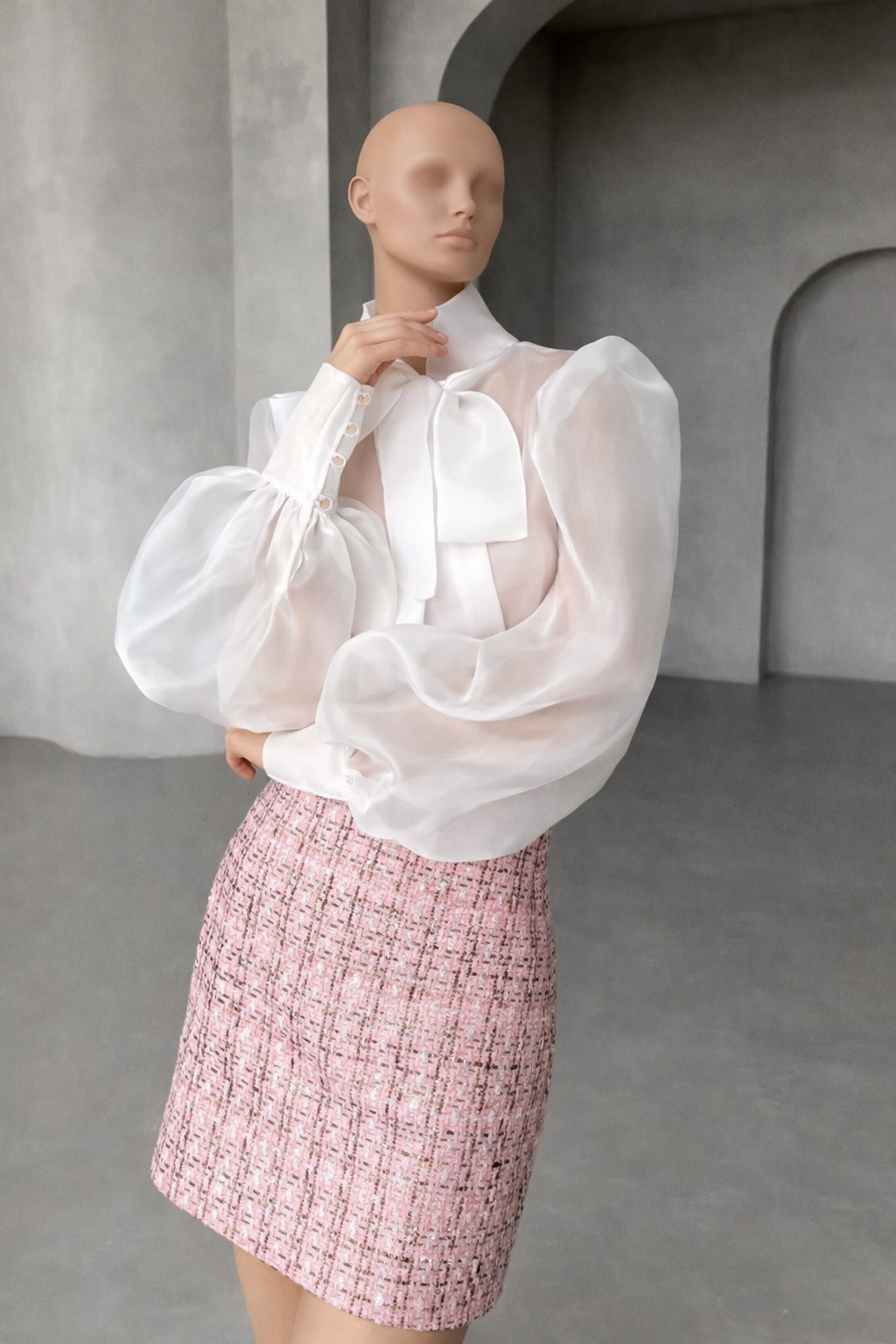 Chemisier en mousseline transparent à nœud