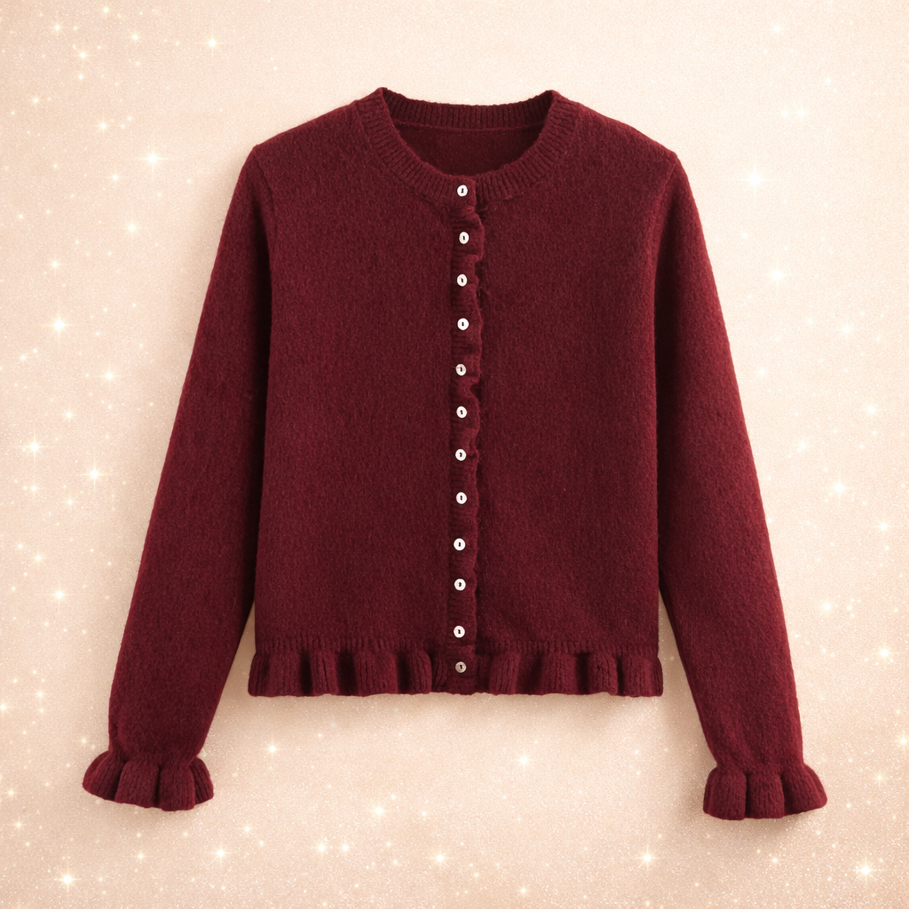 Cardigan en maille élégant manches pétales