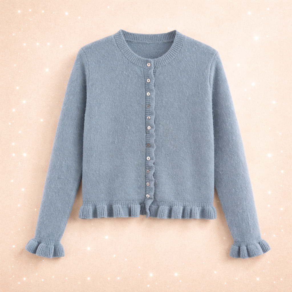 Cardigan en maille élégant manches pétales