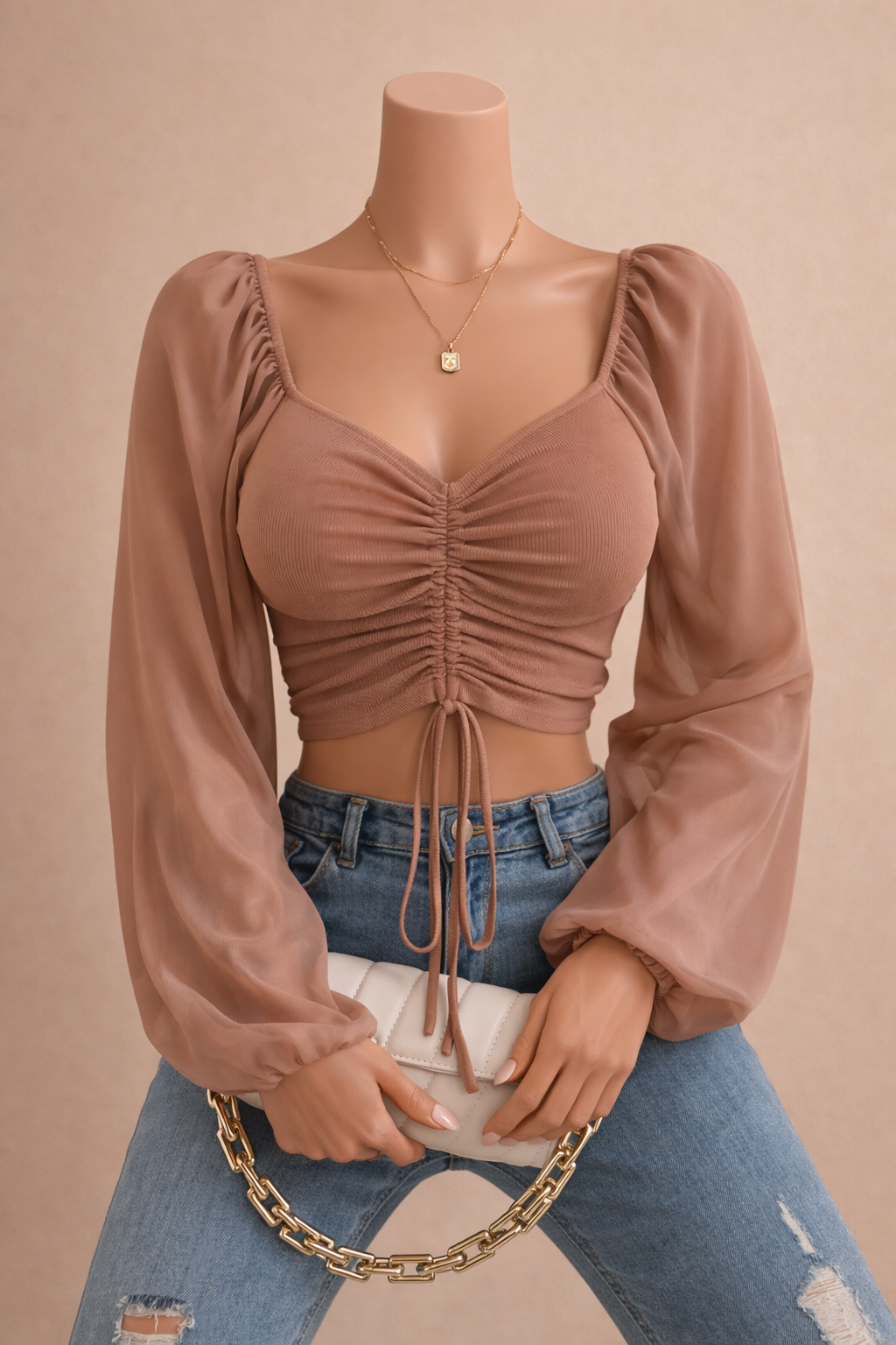 T-shirt court à cordon