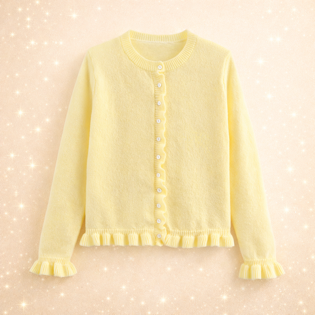 Cardigan en maille élégant manches pétales